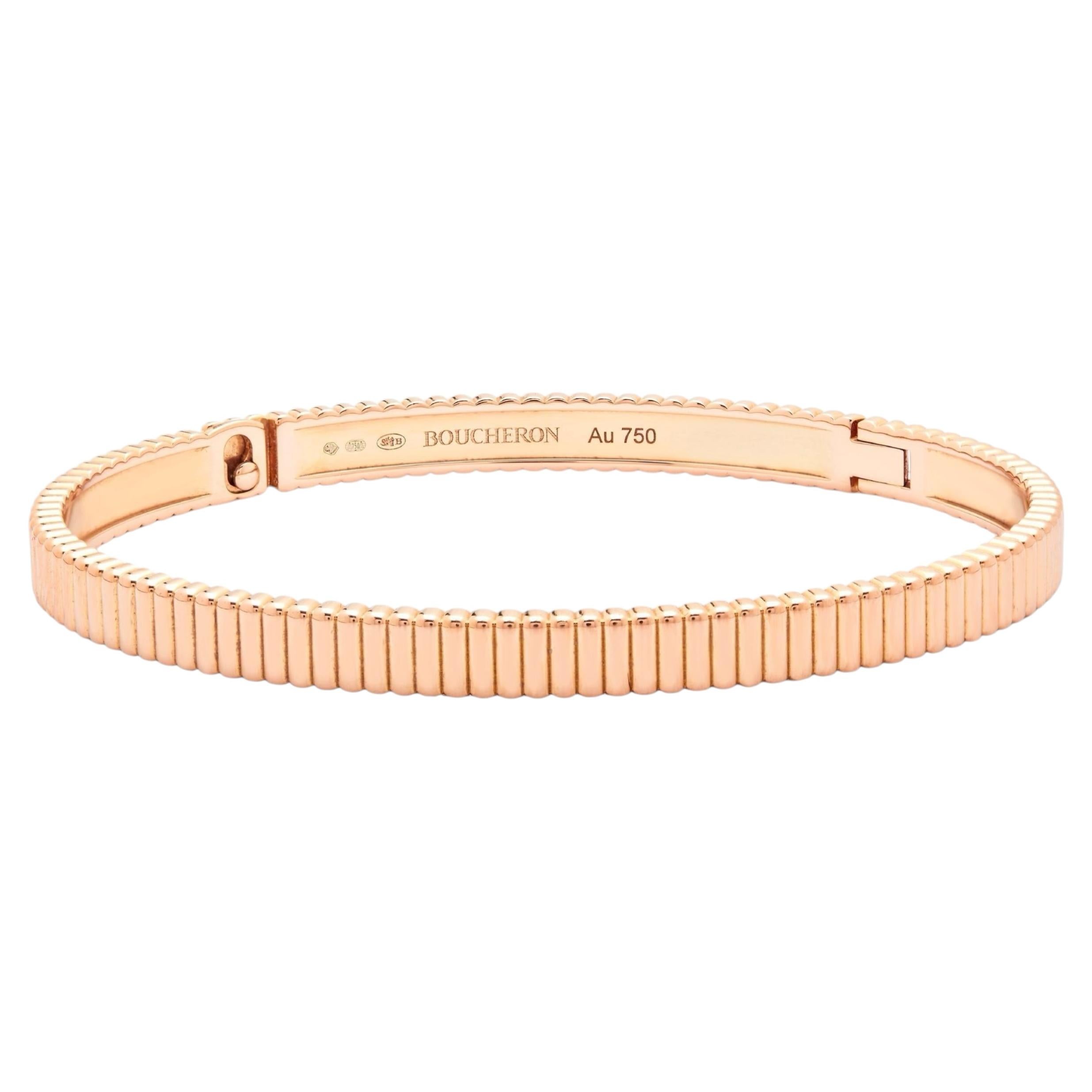 Pre-owned Boucheron Grograin Rose Gold Bangle In Red