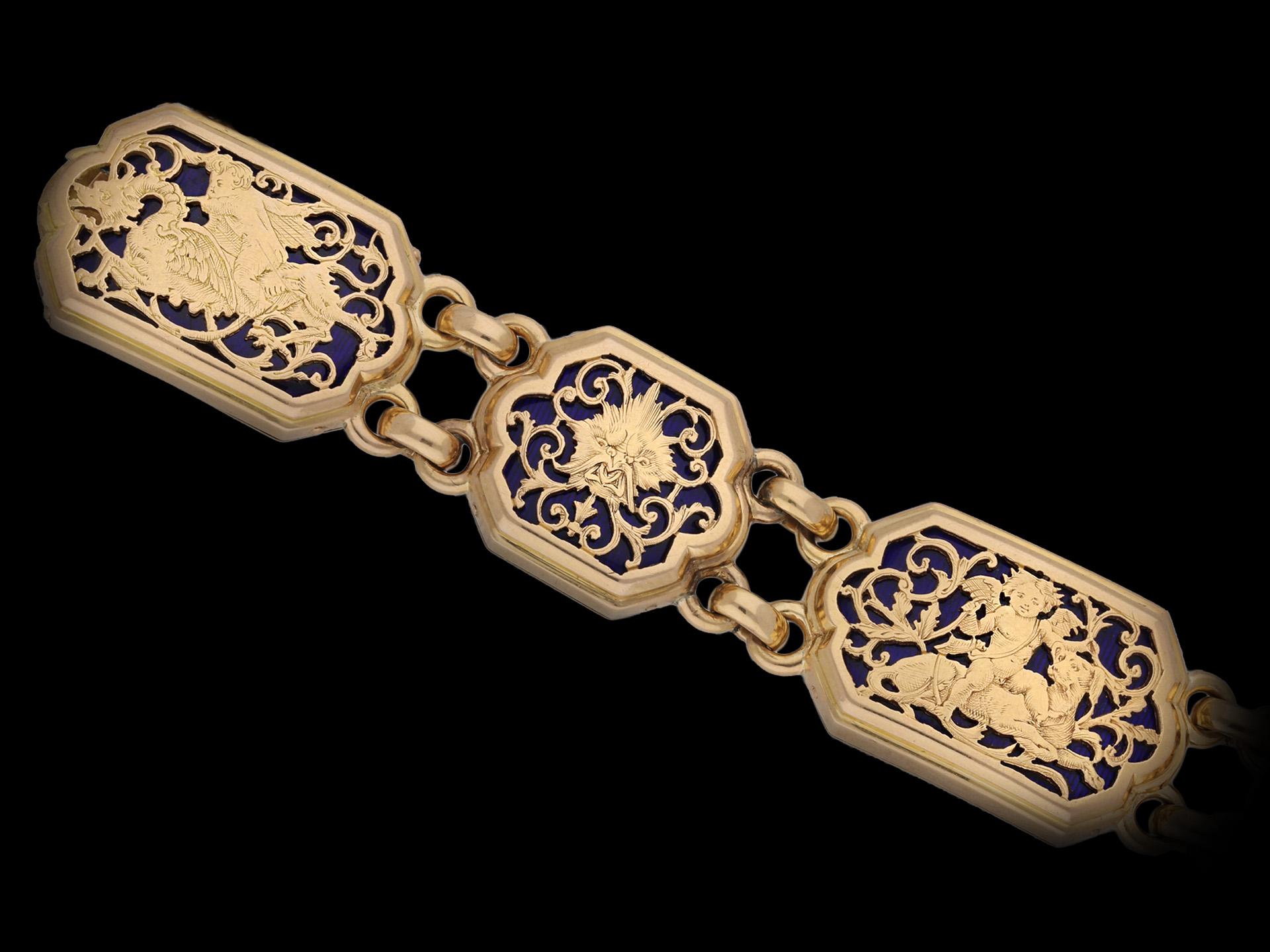 Boucheron Guilloché Enamel Bracelet, French, circa 1890 For Sale 2