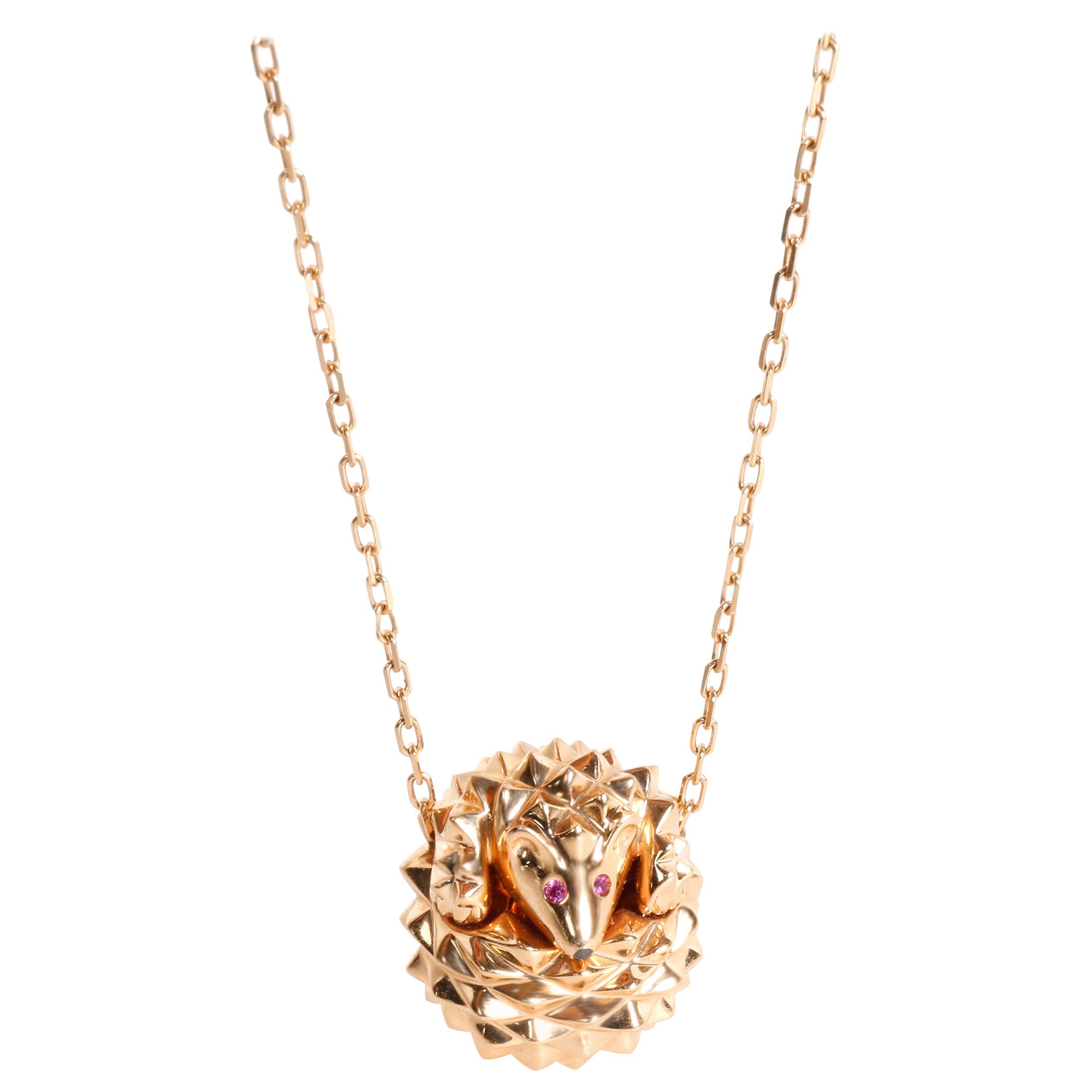 Boucheron Hans The Hedgehog Diamond & Ruby Pendant in 18K Pink Gold 0.01 CTW