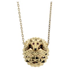 Boucheron Hans the Hedgehog Ruby Eyes 18K Yellow Gold Chain Pendant Necklace