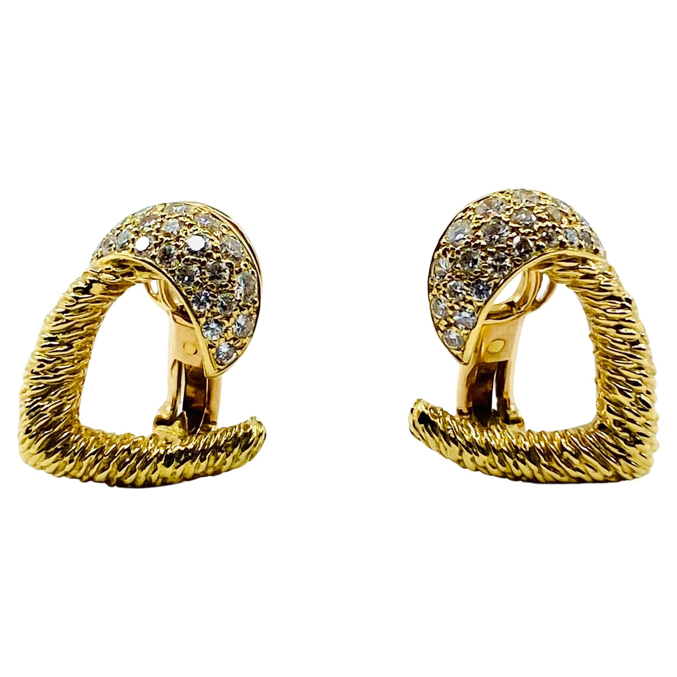 Women's Boucheron Heart Earrings Diamond 18k Gold For Sale