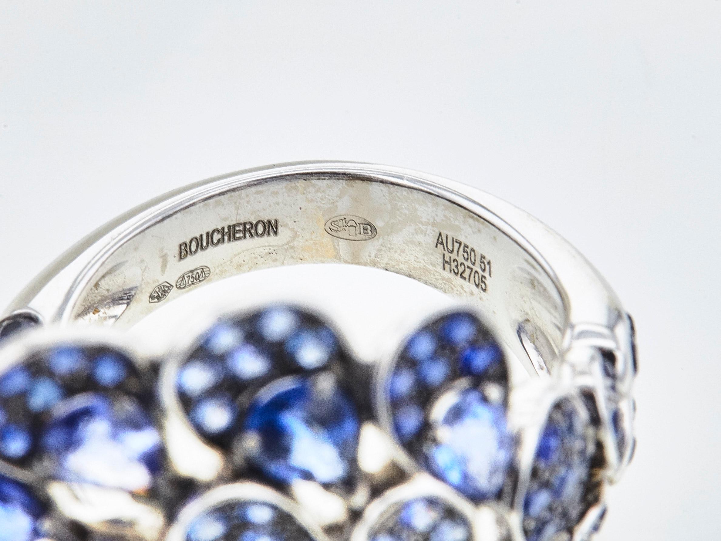 Women's or Men's Boucheron 'Héra' White Gold Sapphire and Diamond Ring