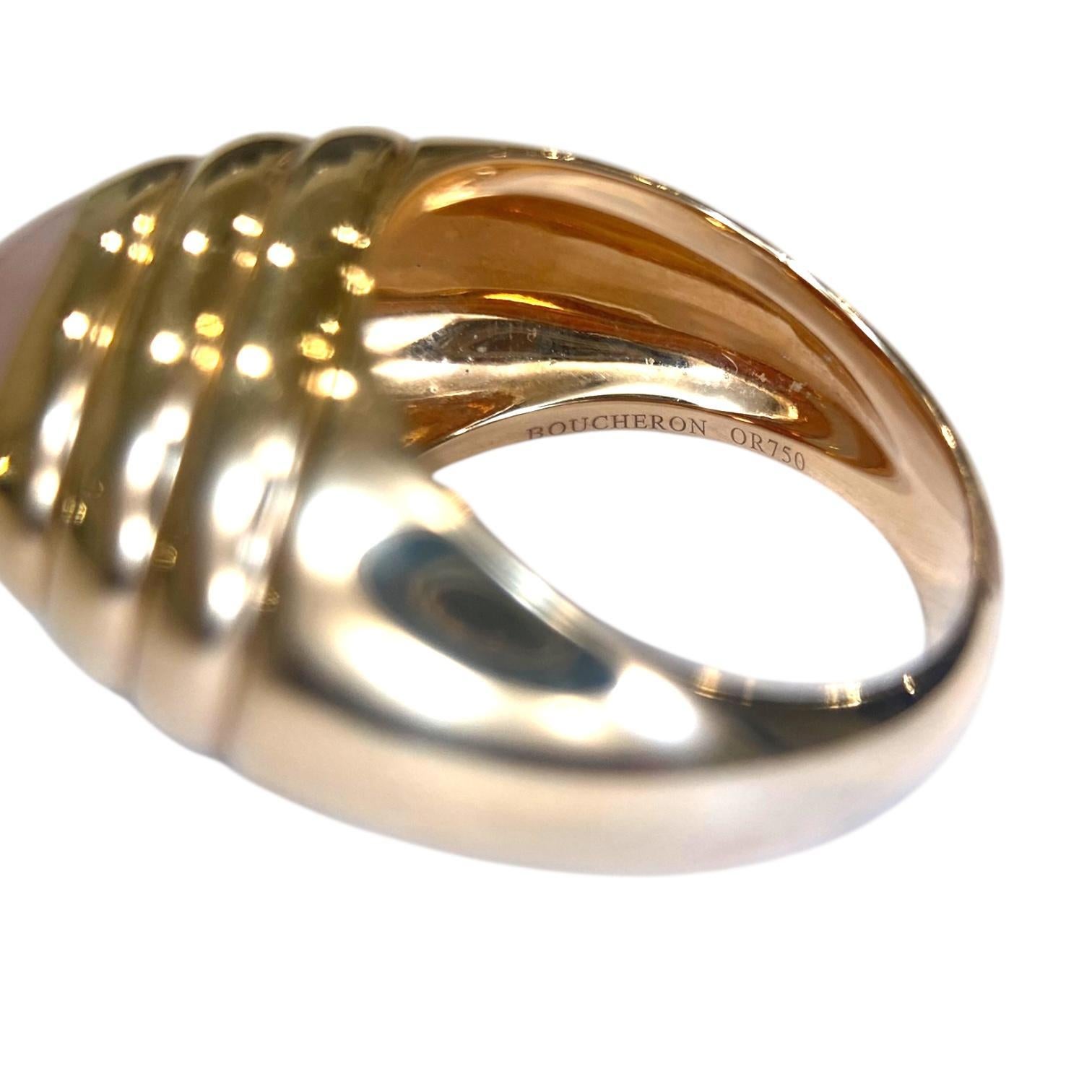 Anello Boucheron Jaipur in oro rosa 18 carati al quarzo rosa in vendita 4