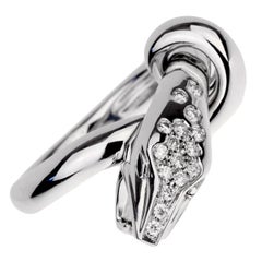 Boucheron Kaa Diamond Snake 18k White Gold Cocktail Ring Sz 5
