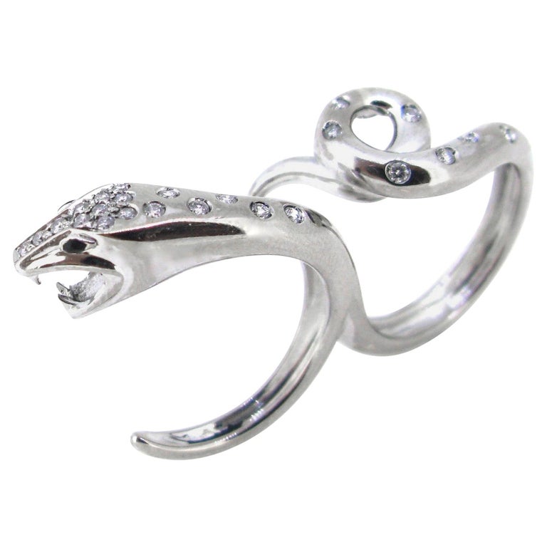 Boucheron Kaa Double Trouble Snake Diamond White Gold Ring For
