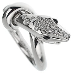 Boucheron Kaa Snake 18k White Gold Diamond Ring Sz 5