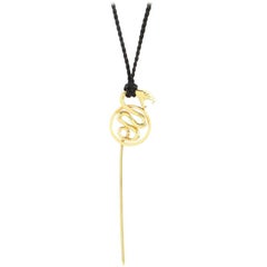 Boucheron Kaa Snake Braided Necklace 18k Yellow Gold with Leather