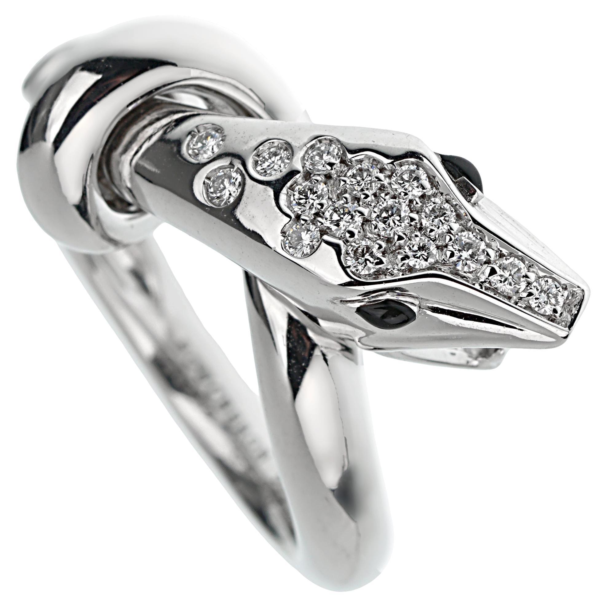Boucheron Kaa Snake White Gold Diamond Ring For Sale