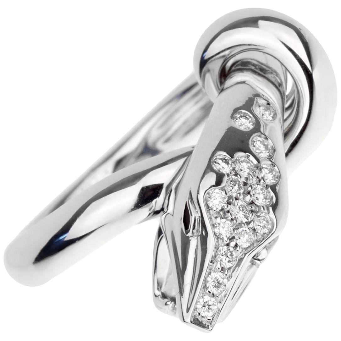 Boucheron Kaa White Gold Diamond Snake Ring For Sale