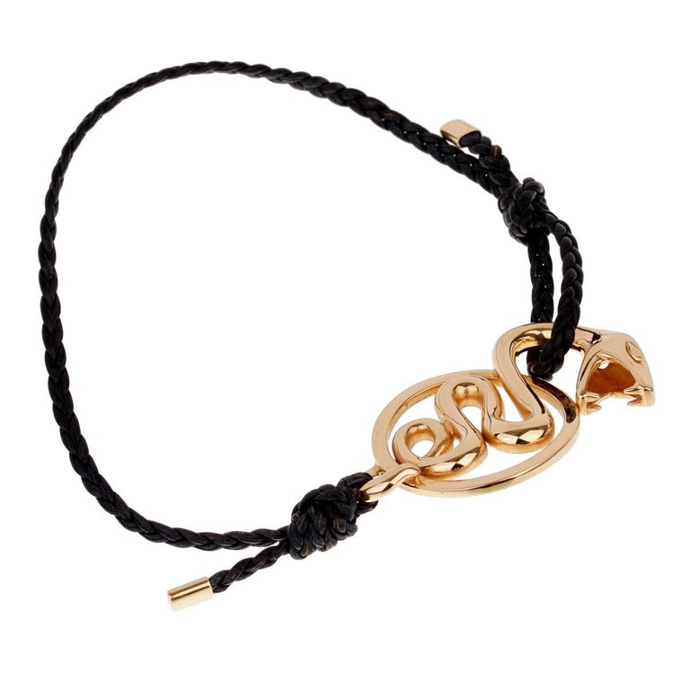 Boucheron Kaa Yellow Gold Snake Leather Bracelet at 1stDibs