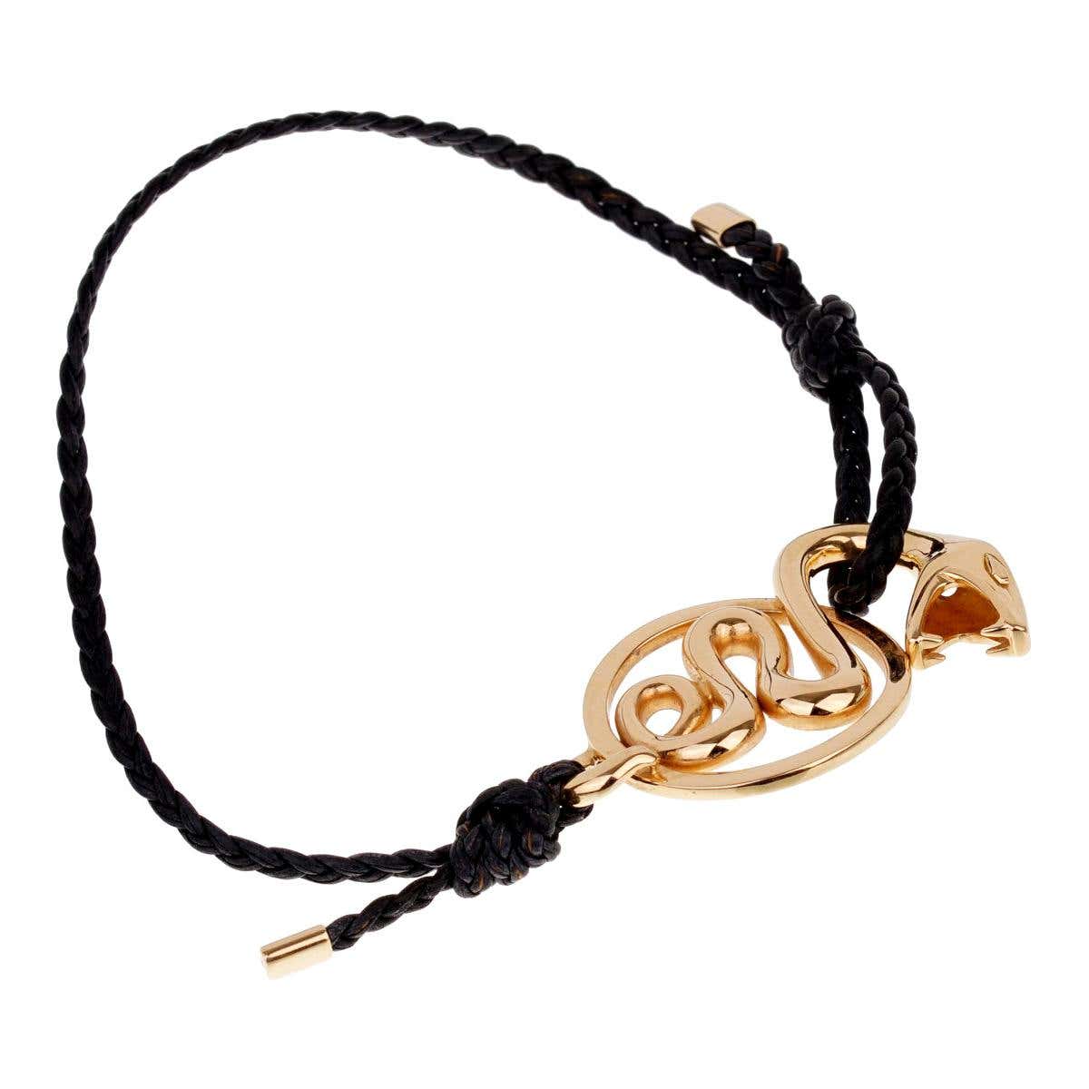 Boucheron Kaa Yellow Gold Snake Leather Bracelet at 1stDibs