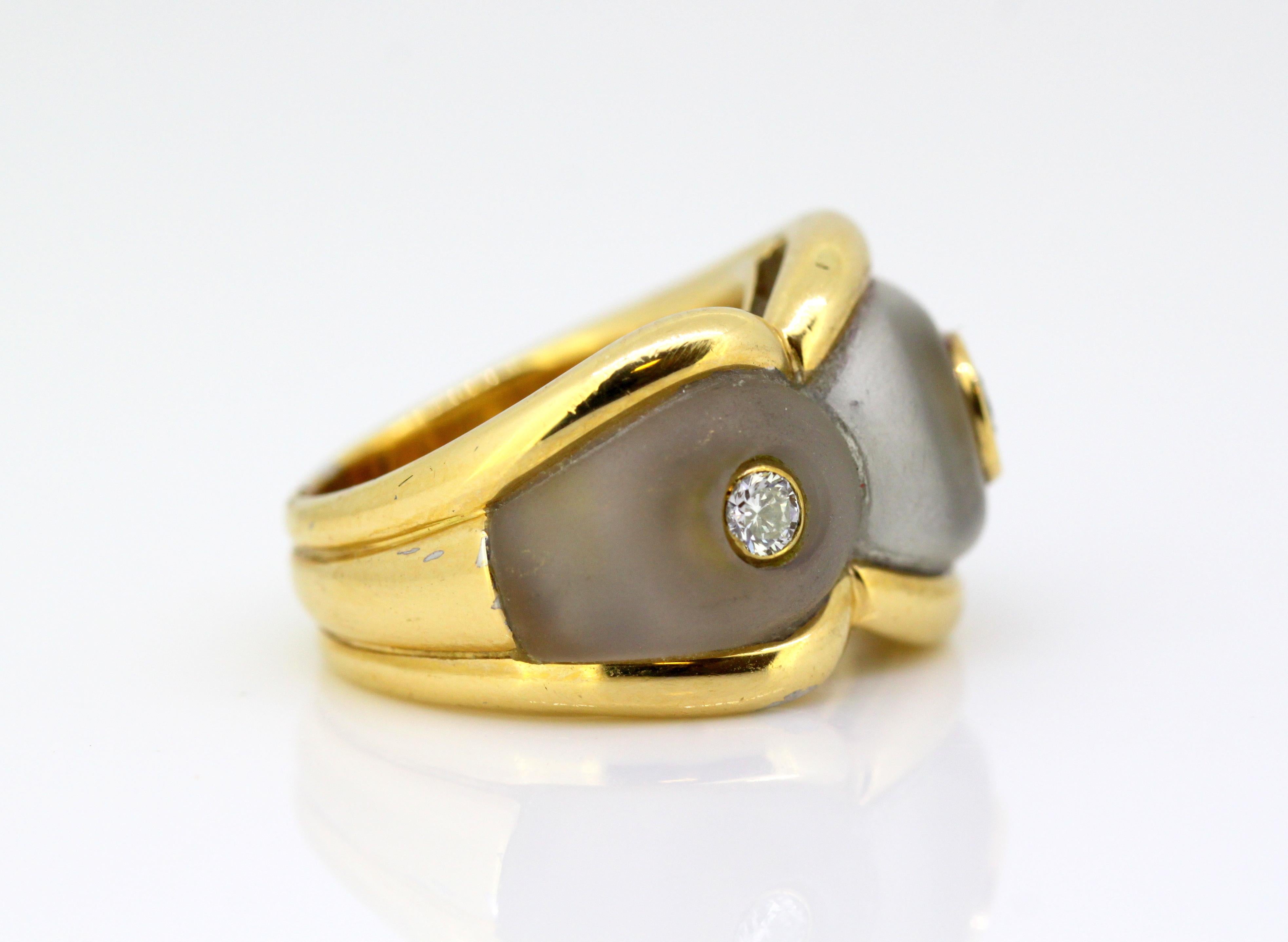 Women's Boucheron Ladies 18 Karat Gold Ring with Diamonds and Quartz