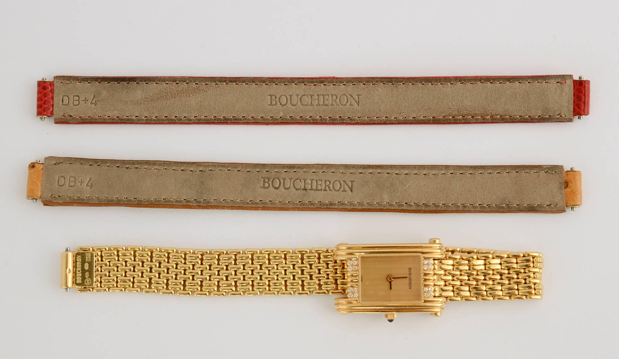 Boucheron Ladies Yellow Gold Dress Wristwatch In Excellent Condition For Sale In Darnestown, MD