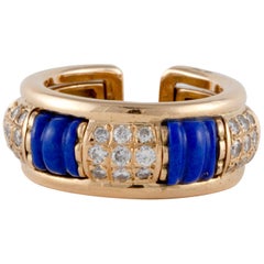 Boucheron Lapis Cuff Ring in 18K Gold