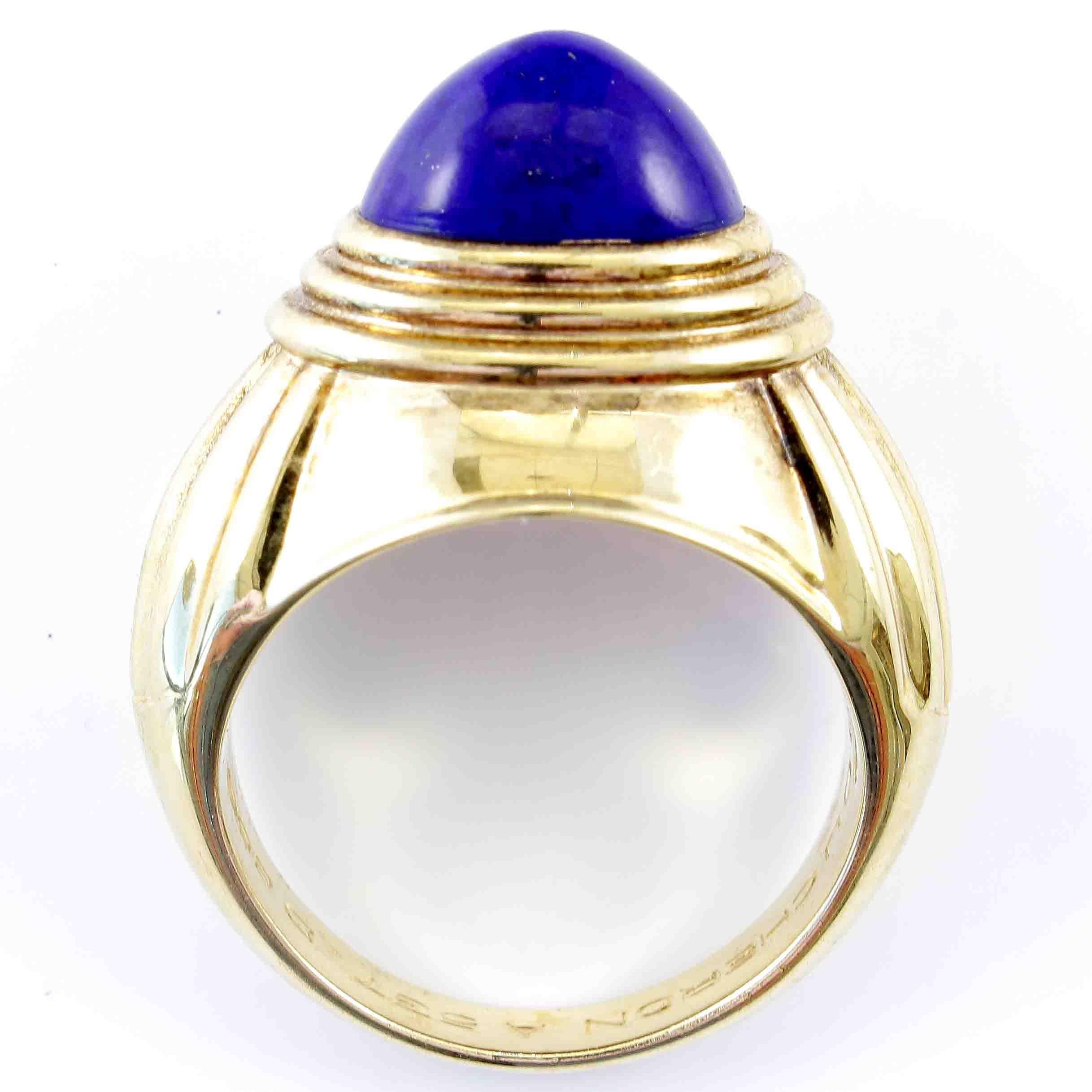 Boucheron Lapis Gold Dome Ring In Excellent Condition In Beverly Hills, CA