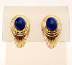 Boucheron Lapis Gold Ear Clips