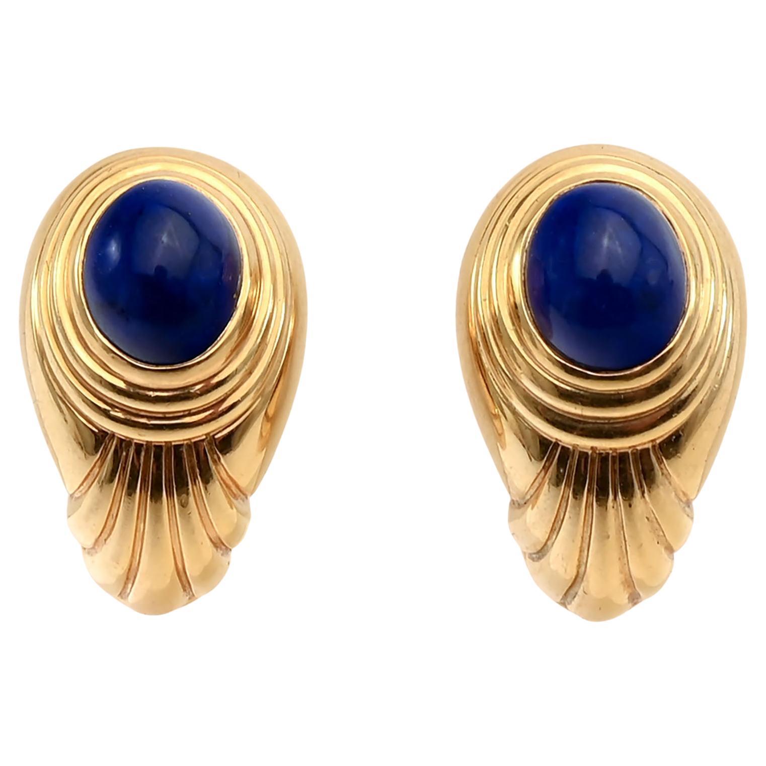 Boucheron Clips d
oreilles en or Lapis en vente