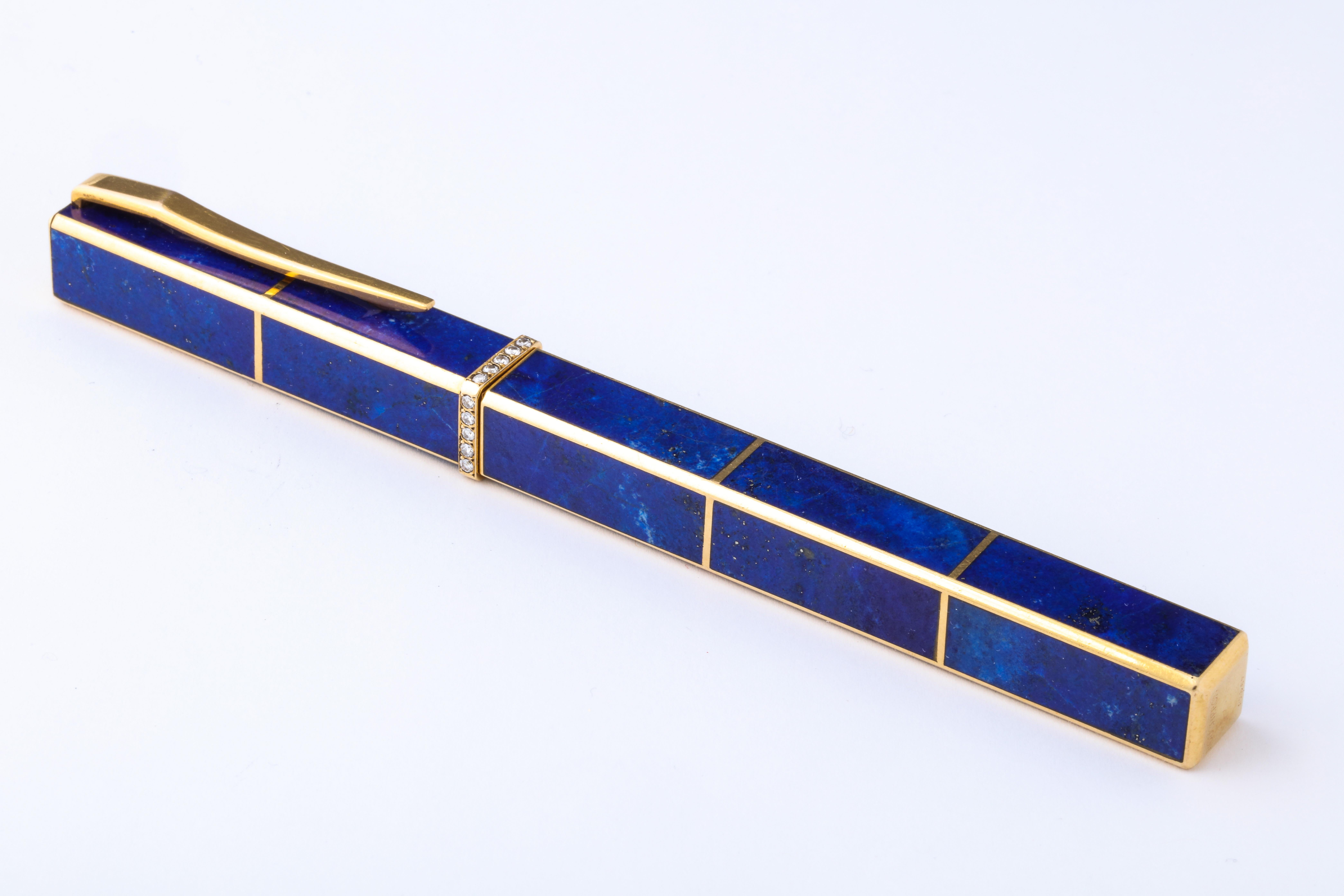 Boucheron Lapis-Lazuli Gold Lighter and Pen Set 1