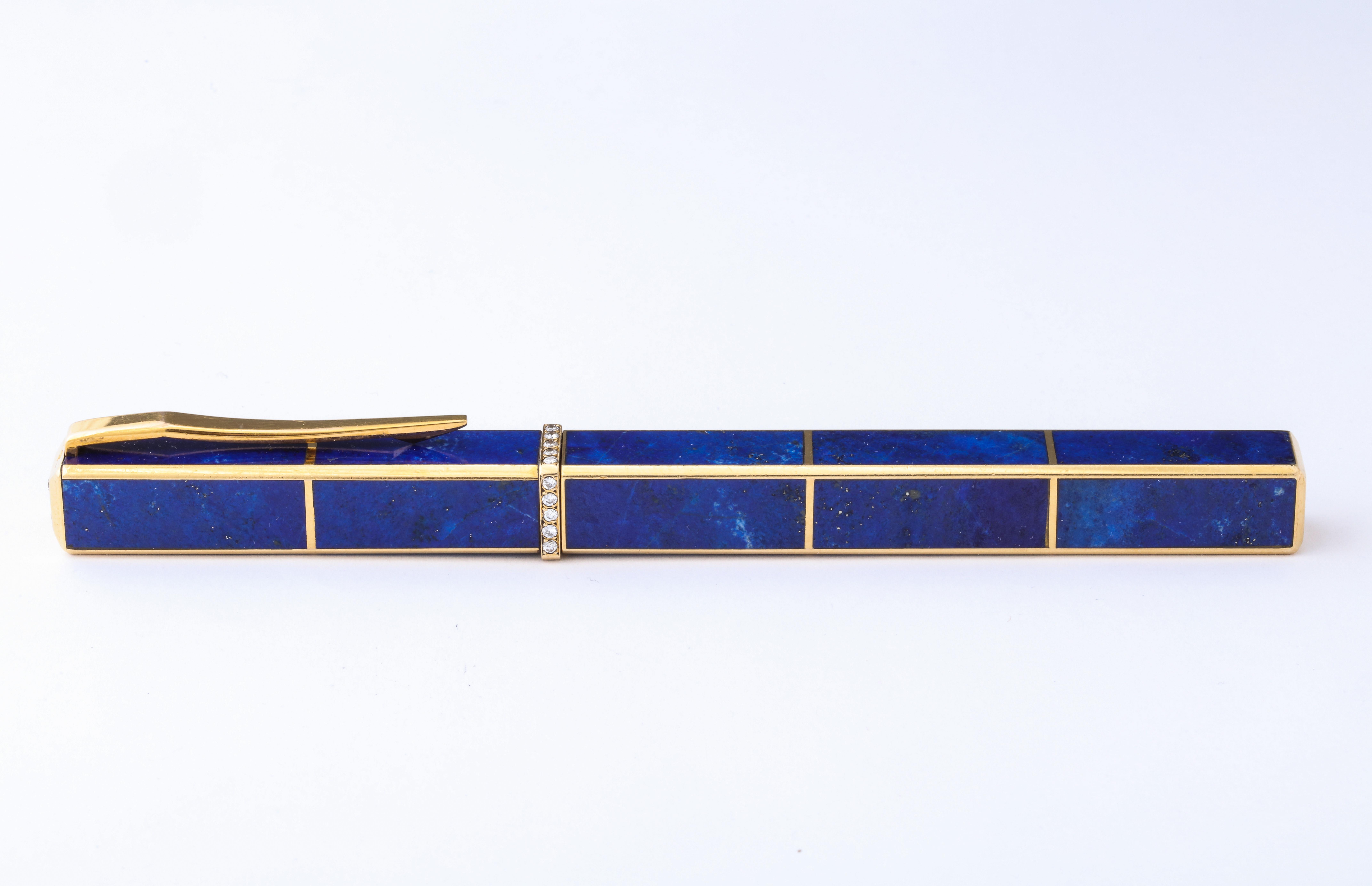 Boucheron Lapis-Lazuli Gold Lighter and Pen Set 2