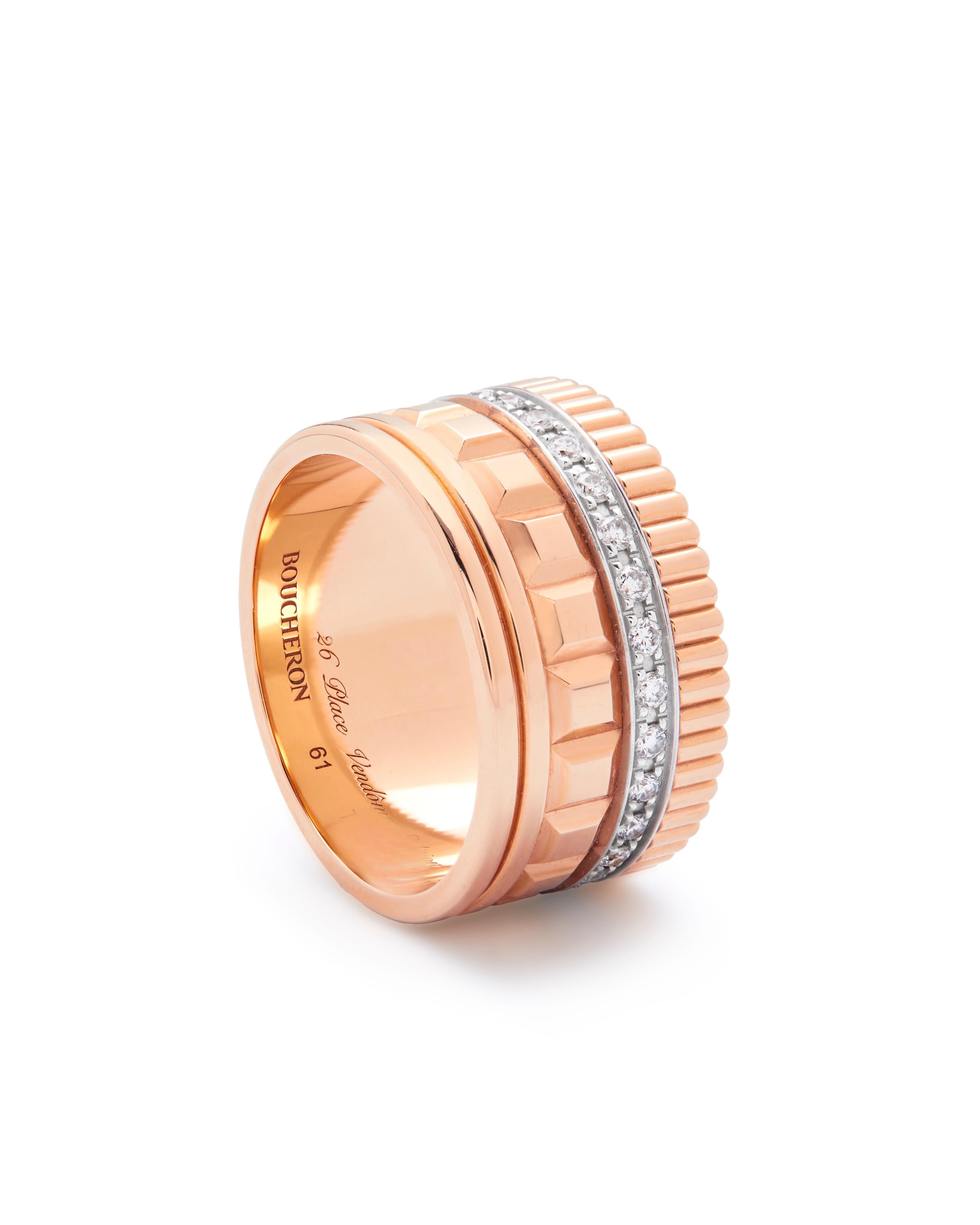 Contemporaneo Anello Radiant grande in oro rosa e diamanti di Boucheron in vendita
