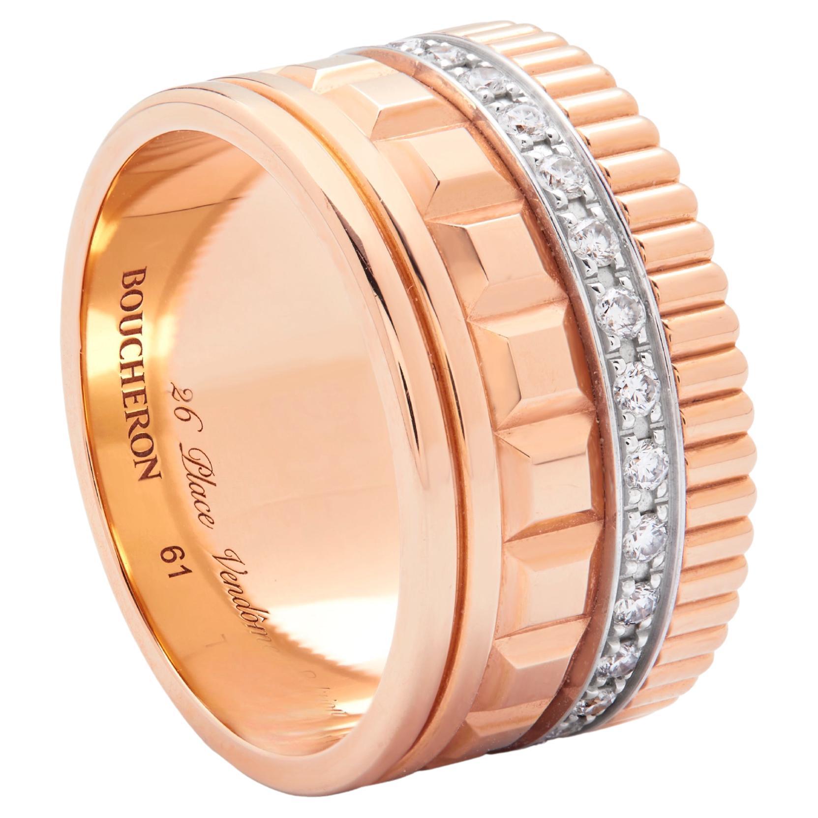 Anello Radiant grande in oro rosa e diamanti di Boucheron in vendita