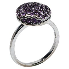 Petite bague cocktail Boucheron Macaron en or blanc 18 carats avec améthyste, taille 51