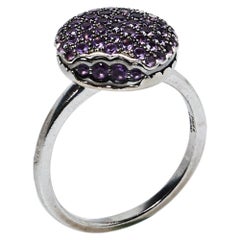 Boucheron Macaron Amethyst 18K White Gold Small Cocktail Ring Size 51