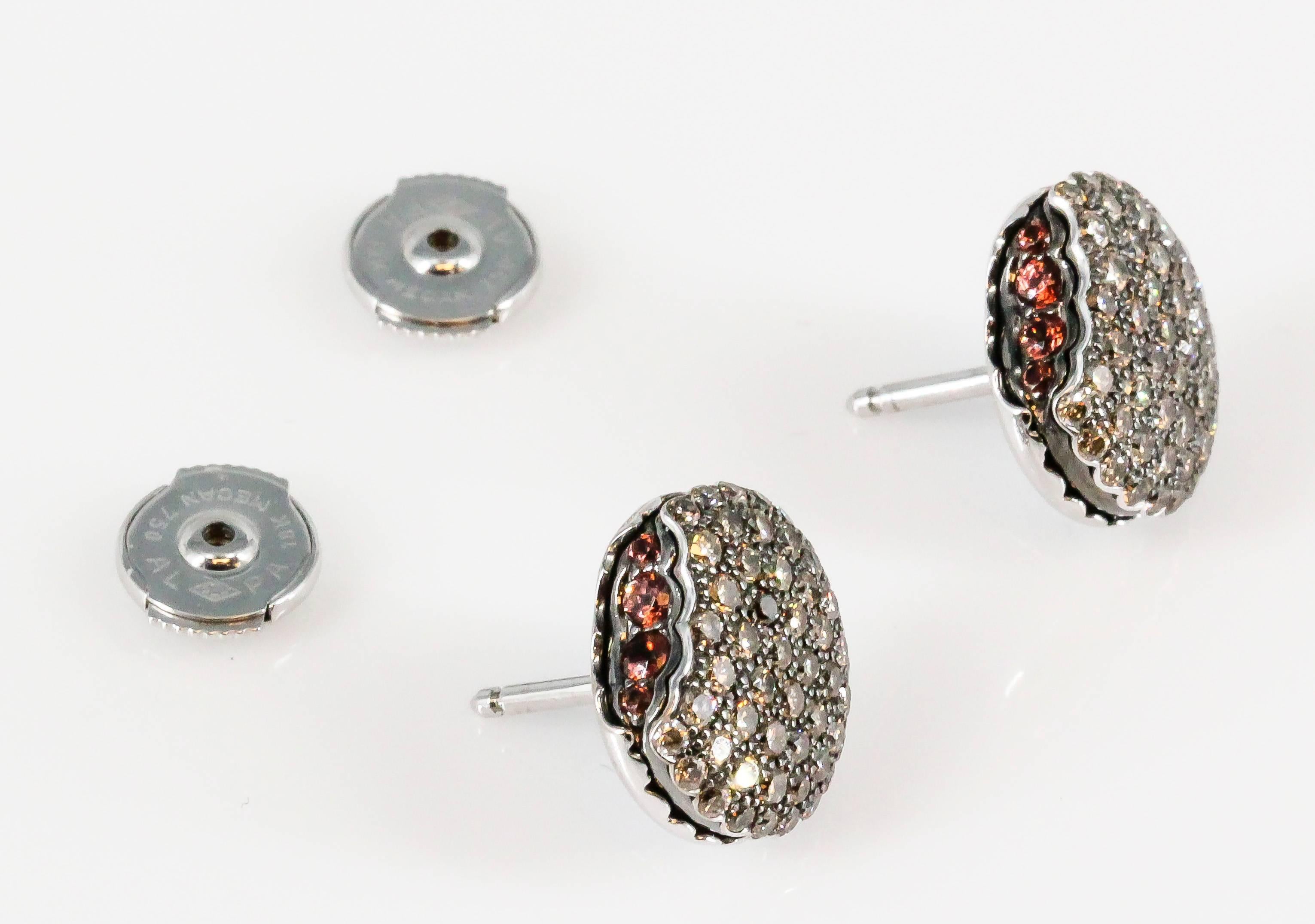 Whimsical chocolate diamond and 18K white gold stud earrings from the 