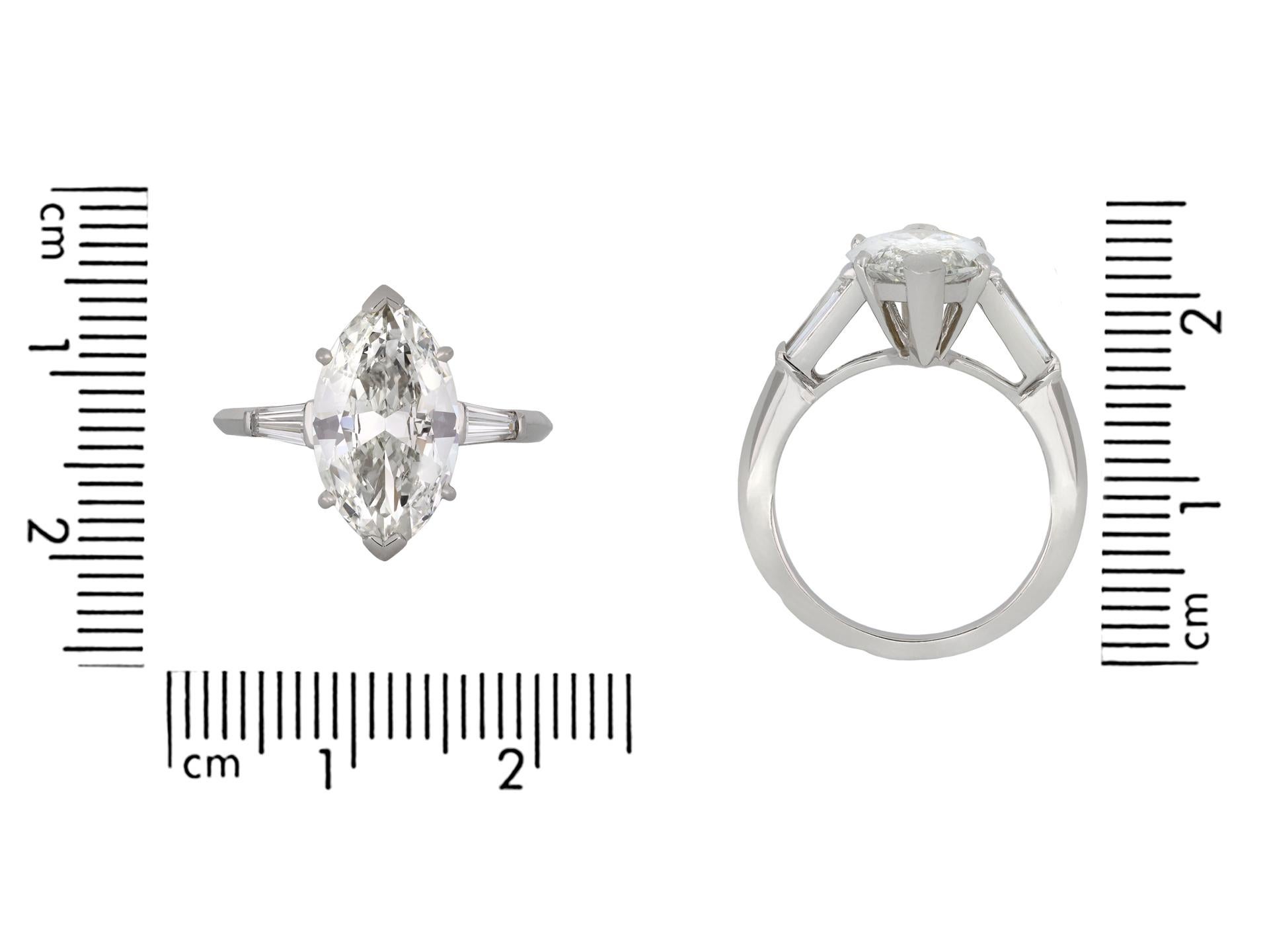Marquise Cut Boucheron Marquise Shape Diamond Ring, French, Circa 1950