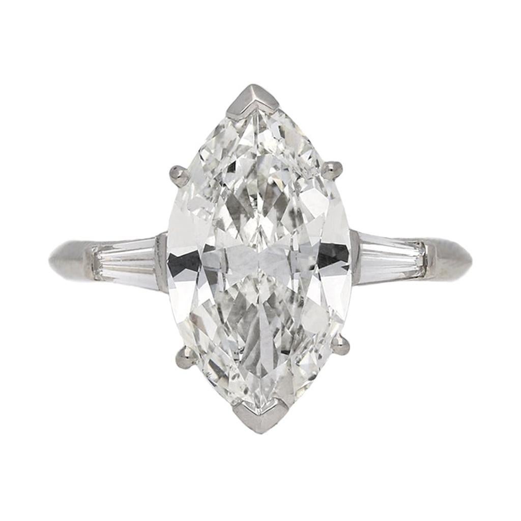 Boucheron Marquise Shape Diamond Ring, French, Circa 1950