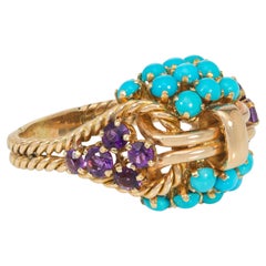 Boucheron Mid-Century amethyst and turquoise ring