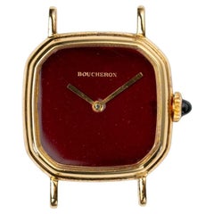 Boucheron Mini Rouge Quadrante laccato Cassa a gradini in oro giallo 18 carati anni '70