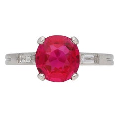 Vintage Boucheron Natural Burma Ruby Diamond Ring