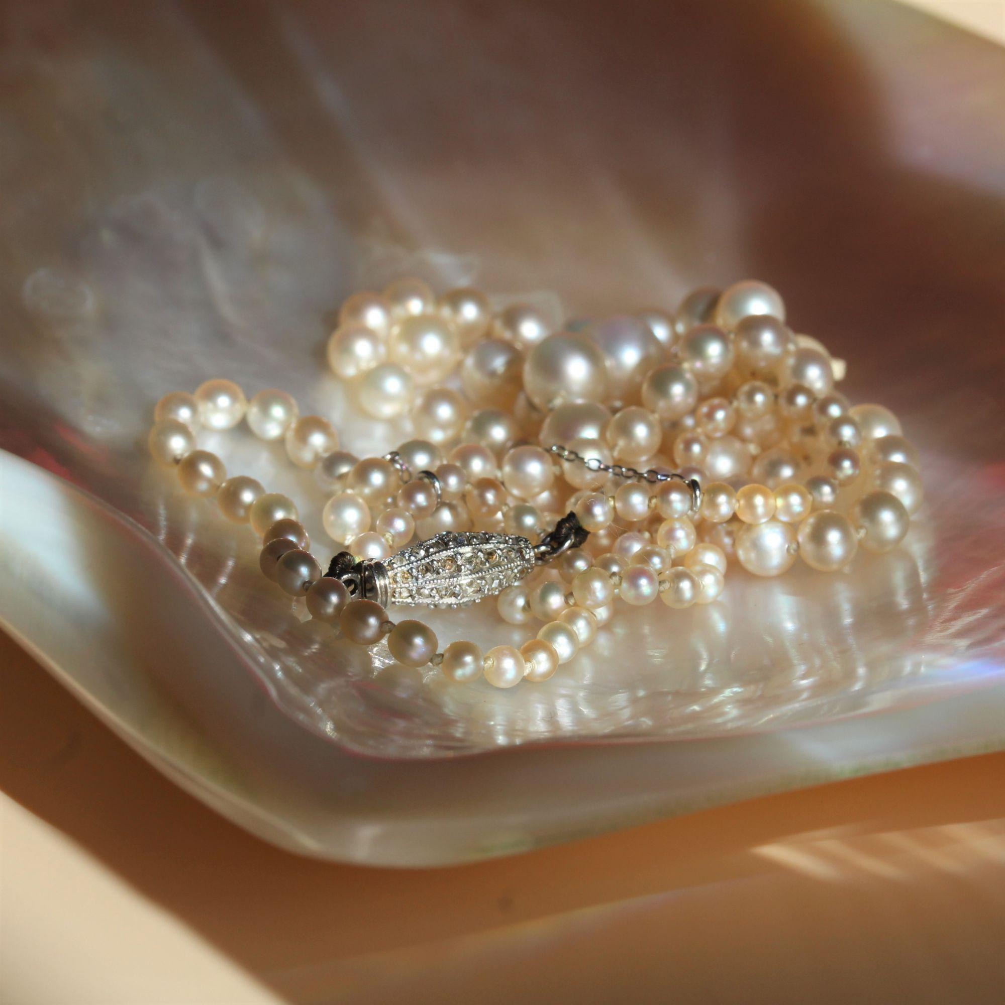 Boucheron Natural Pearl Certified Diamonds 18 Karat White Gold Clasp Necklace 4