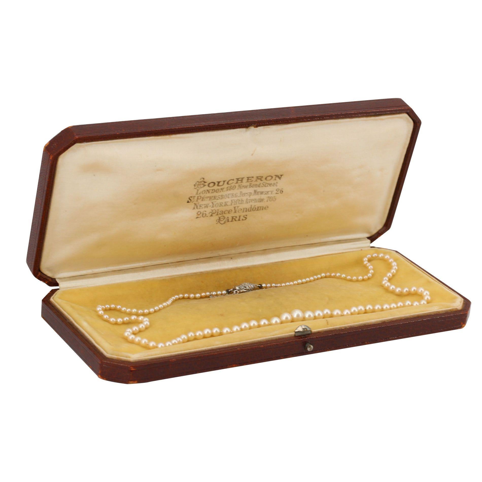 Boucheron Natural Pearl Certified Diamonds 18 Karat White Gold Clasp Necklace 6