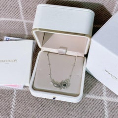 Boucheron Nature Collection Plume de Paon 18k Weißgold Diamant-Halskette