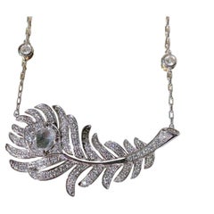 Boucheron Nature Collection Plume de Paon 18k Weißgold Diamant-Halskette