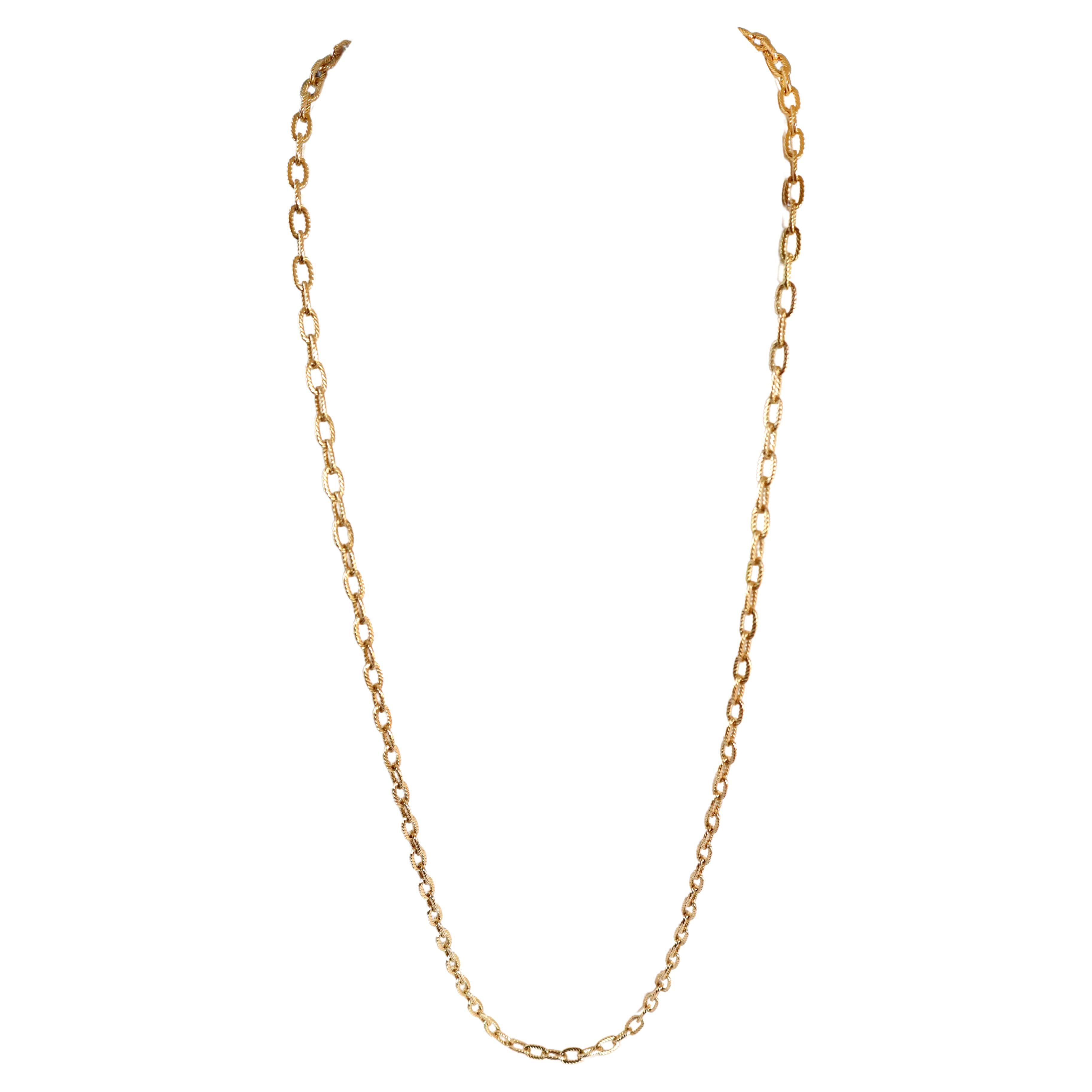 BOUCHERON Necklace Sautoir 18 Carat Yellow Gold Long Necklace 1960