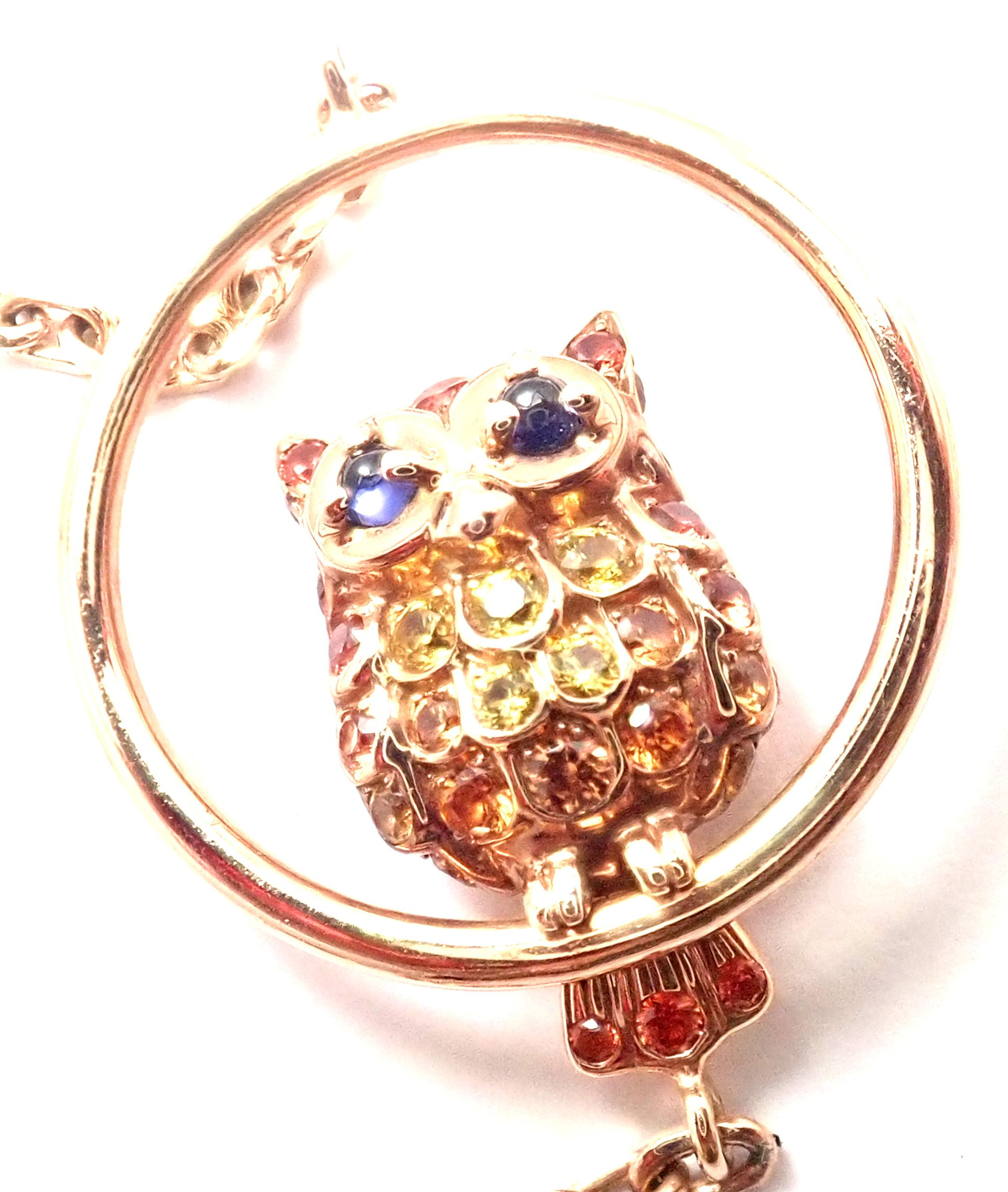 Boucheron Nuri Parrot Diamond Color Sapphire Tsavorite Rose Gold Long Necklace 2
