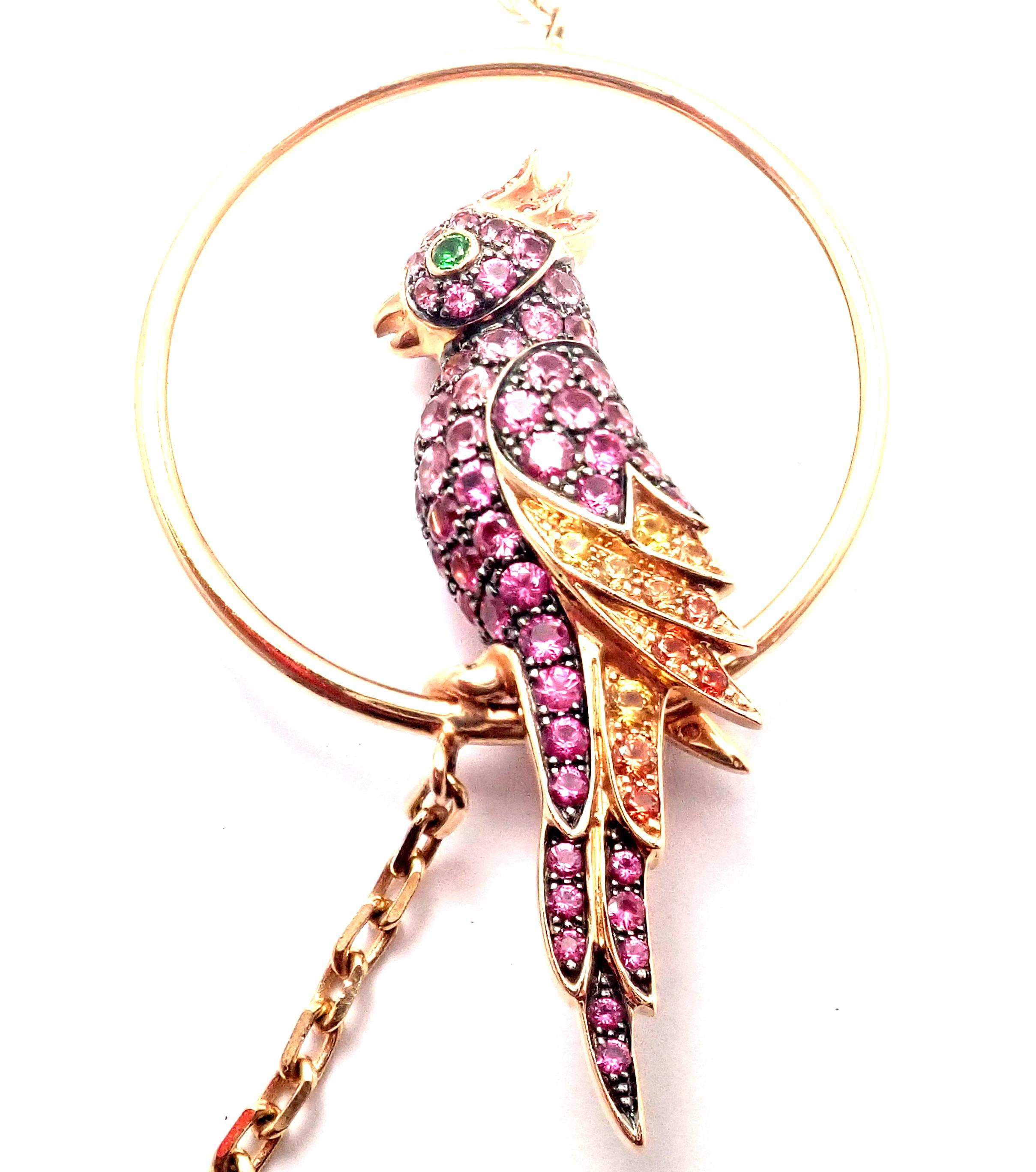 Boucheron Nuri Parrot Diamond Color Sapphire Tsavorite Rose Gold Long Necklace 3