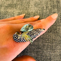 Boucheron Nuri Parrot Ring 6.41ct Aquamarine Sapphire Diamond 18K White Gold