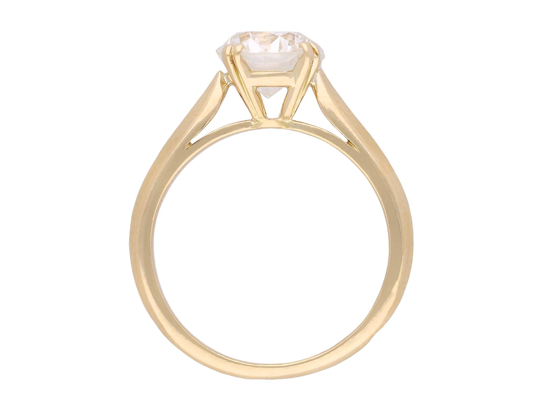 Old European Cut Boucheron 2.04 carat diamond engagement ring, French, circa 1960. For Sale