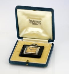 Boucheron, Onyx Open-Faced Square Pocket Watch, France, 1930s