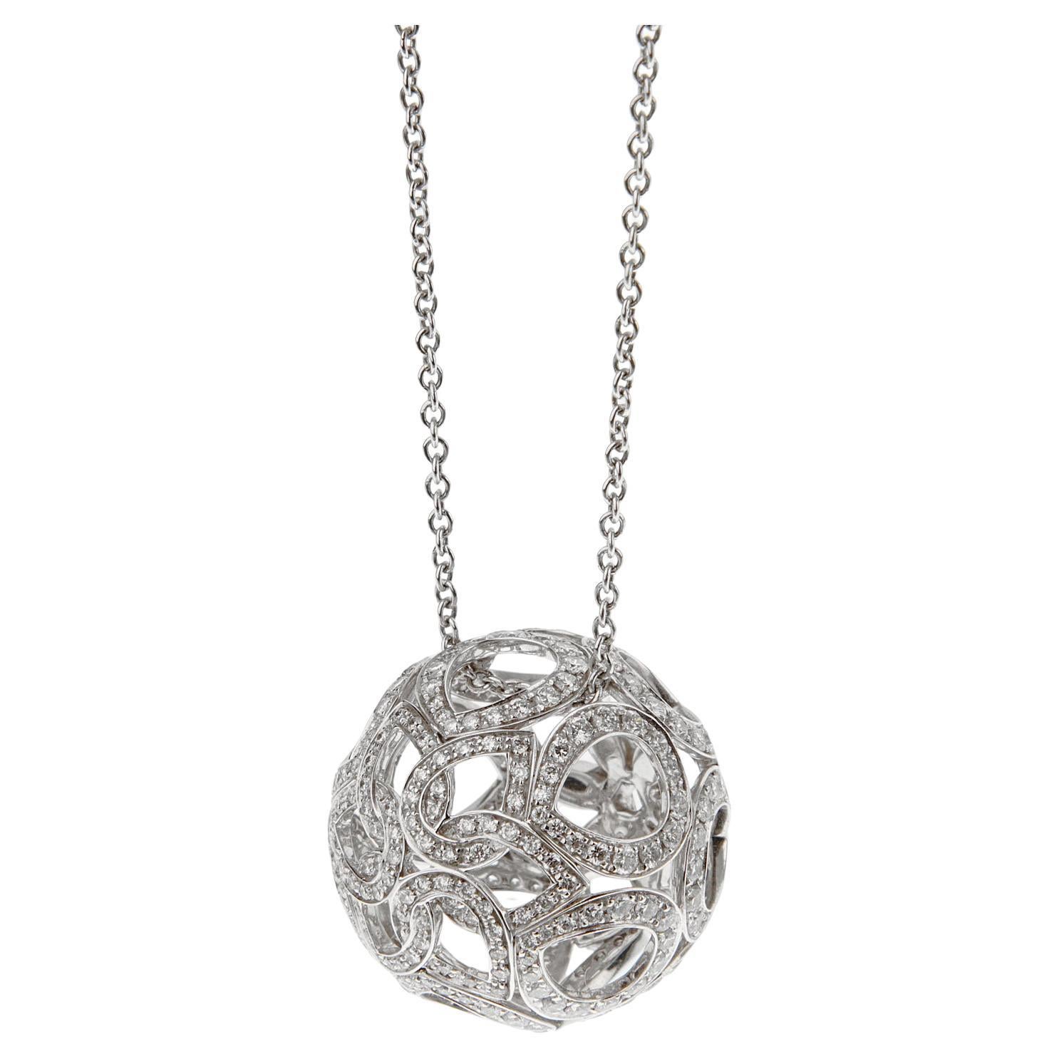 Boucheron Openwork Flower Diamond White Gold Necklace For Sale