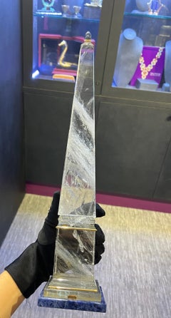 Boucheron Pair of Rock Crystal and Gold Obelisks