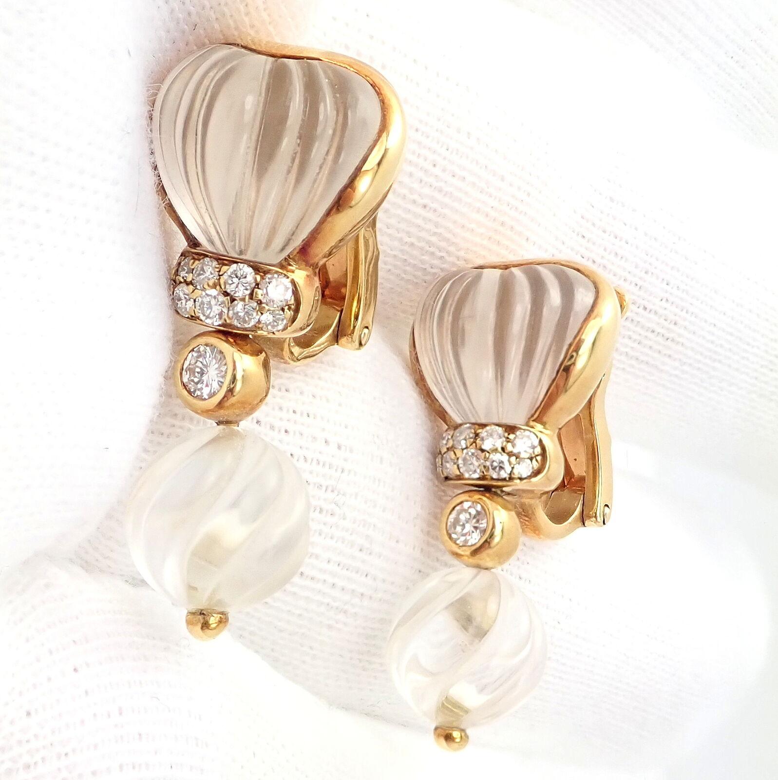 Boucheron Paris 0.60ct Carat Diamond Rock Crystal Yellow Gold Earrings 2