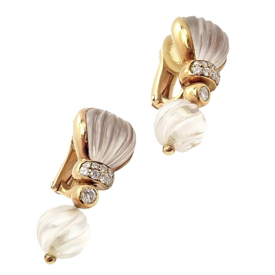 Boucheron Paris 0.60ct Carat Diamond Rock Crystal Yellow Gold Earrings 4