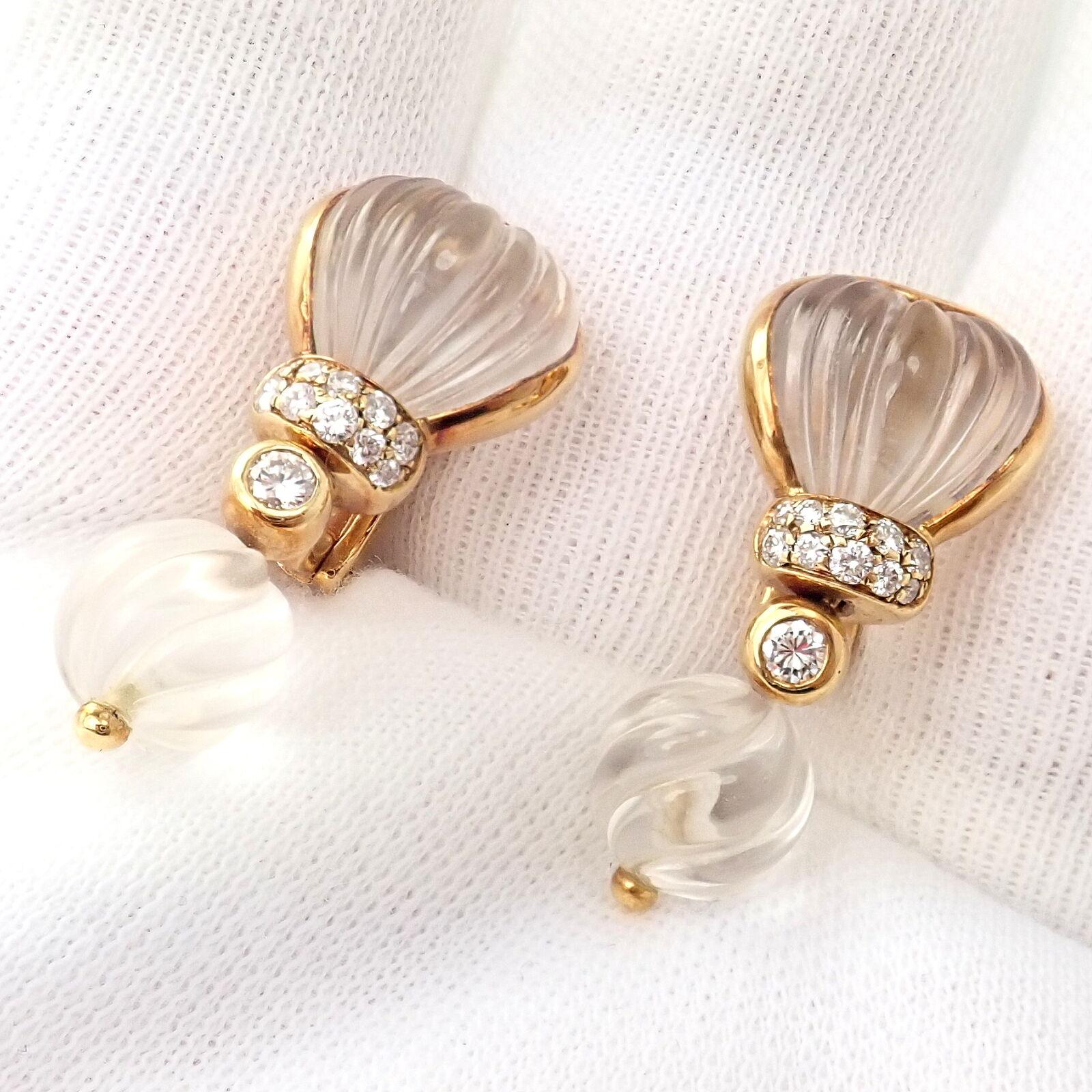 Boucheron Paris 0.60ct Carat Diamond Rock Crystal Yellow Gold Earrings 1