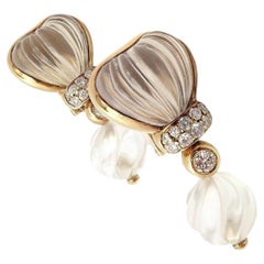 Boucheron Paris 0.60ct Carat Diamond Rock Crystal Yellow Gold Earrings