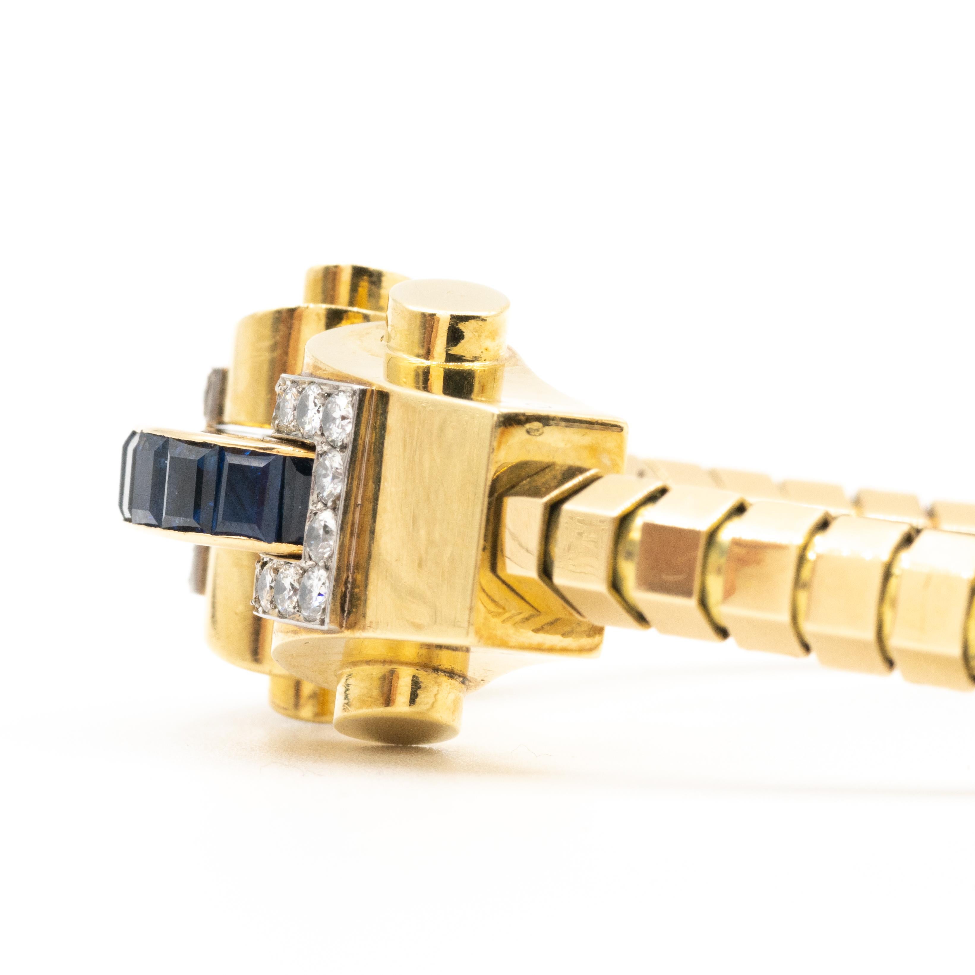 Boucheron Paris 18 Karat 2.70 Sapphire 1.50 Carat Diamond Bracelet Original Box In Excellent Condition For Sale In New York, NY